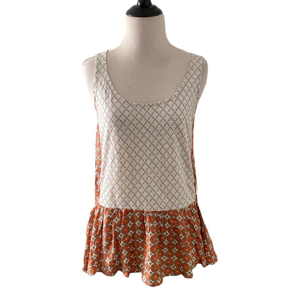 NWOT ANTHROPOLOGIE Postage Stamp sleeveless high low peplum top Small new